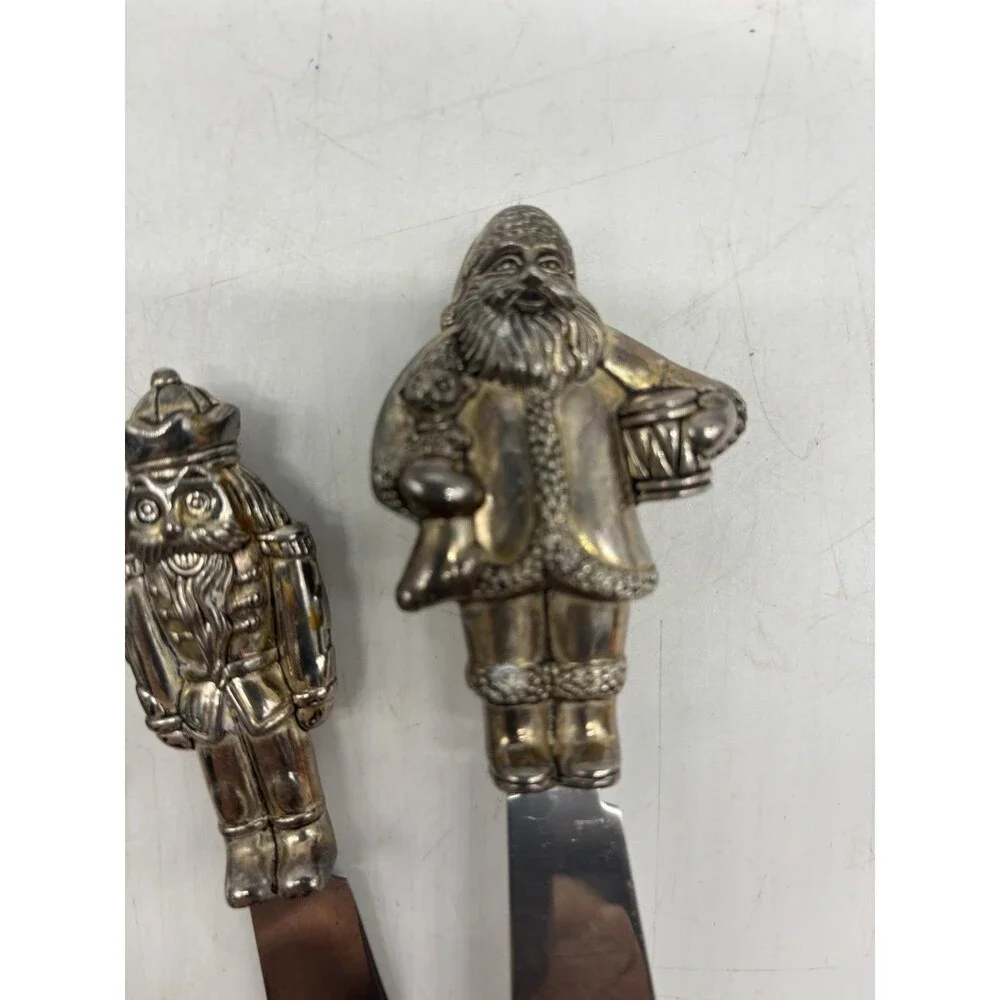 Christmas Charcuterie Spreaders 4 Holiday Wallace Silversmiths Silverplate Santa